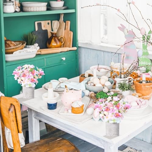 Easter Decorations, 2PCS Artificial Easter Flower Egg Potted Table Pink