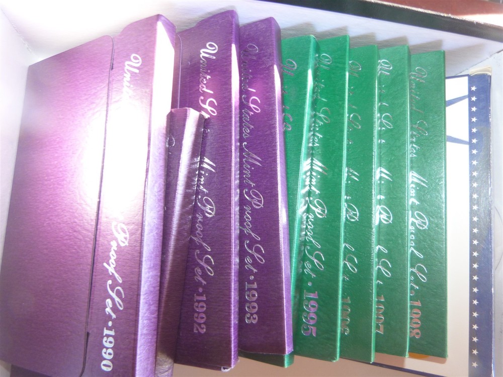1990 through 1999 PROOF SETS 10 complete sets WITH ALL PAPER WORK NICE BOXES