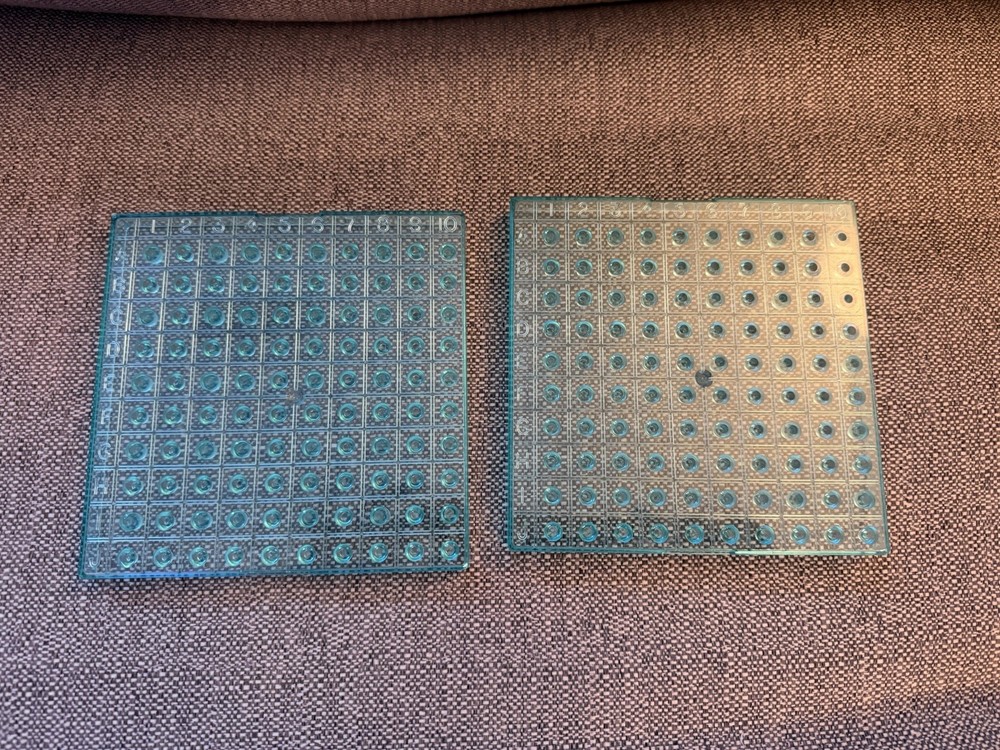(2) 1982 Electronic Battleship Base Grid Insert - Blue Plastic Replacement Part