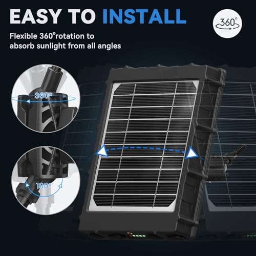 Solar Panel for Trail Camera: 6V/9V/12V Game Camera Solar Panel with USB-C, 3W
