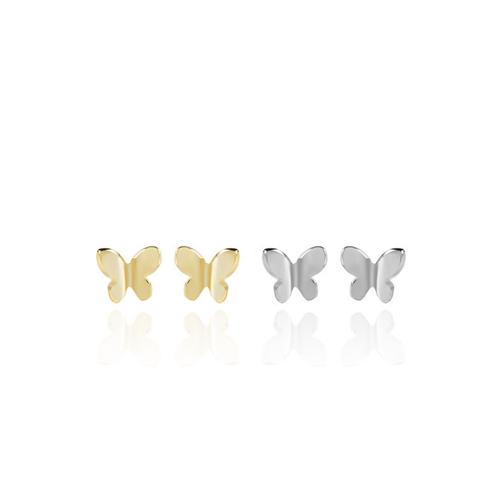 Solid Sterling Silver 925 Adorable Tiny Dainty Butterfly Stud Earrings 4mm AJ