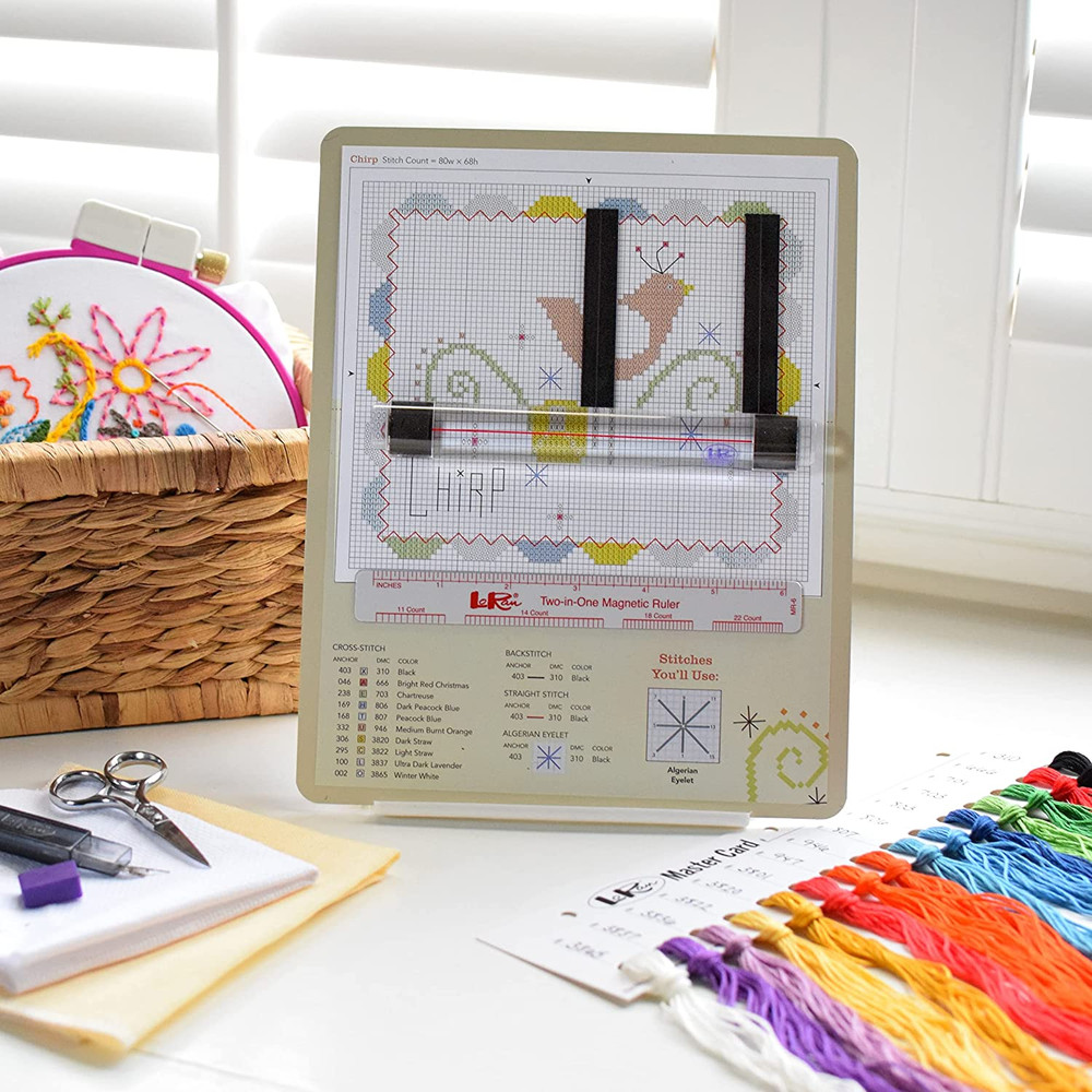Magnet Board & Ruler, 8" X 10" - Pattern Holder for Cross Stitch, Needlework, Kn
