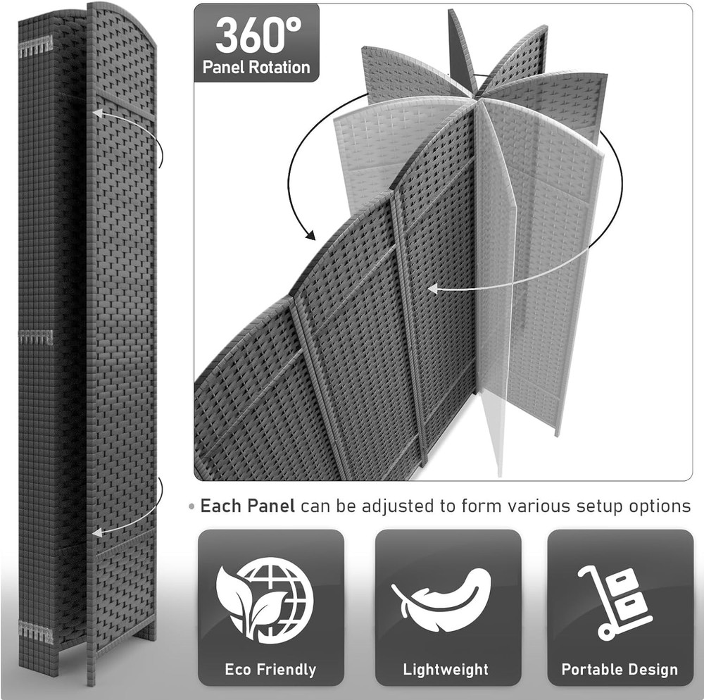Sorbus Extra Wide 130” L Room Divider - Foldable 8 Panel Privacy Screen (Grey)