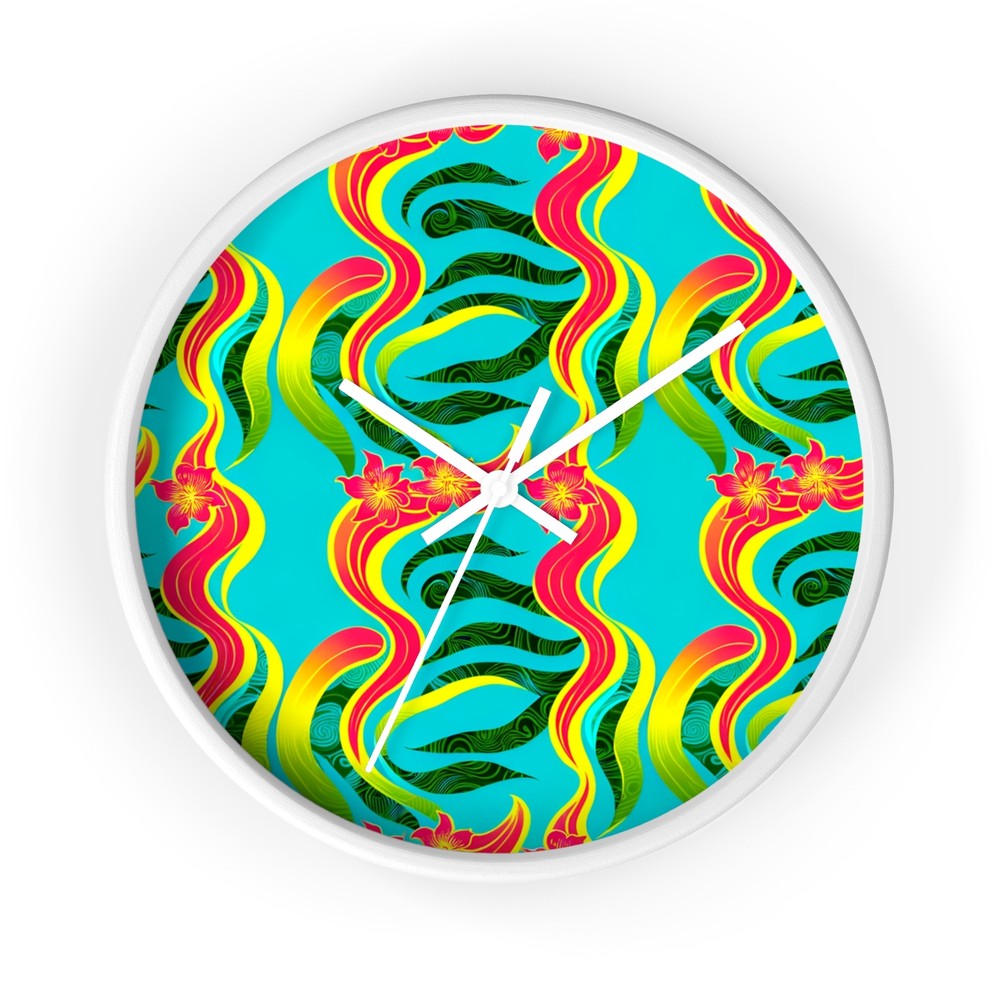 Home Decor Wall Clock Tropical Abstract Wave Pattern Modern Beach Home