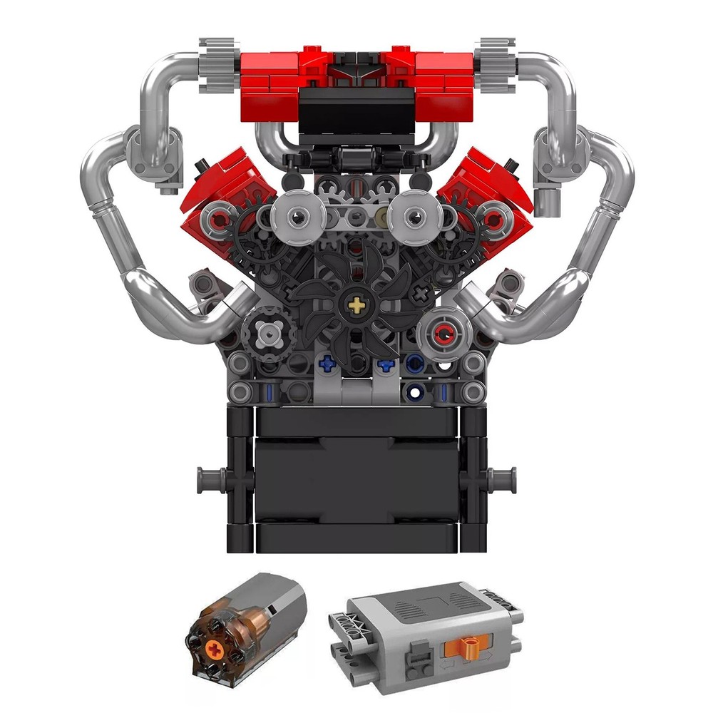 V8 Engine Motor Mechanical Engineering Model Building Block Gift Collection New