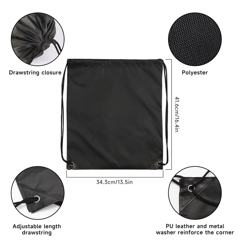 Kuhome 6Pcs Black Drawstring Backpacks Bulk String Bag Cinch Large,