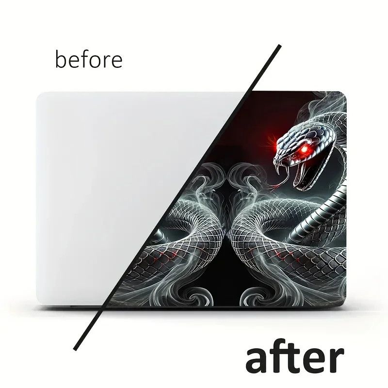 2pc PVC Snake Patterned Notebook Scratch Resistant Self-adhesive Protective Film