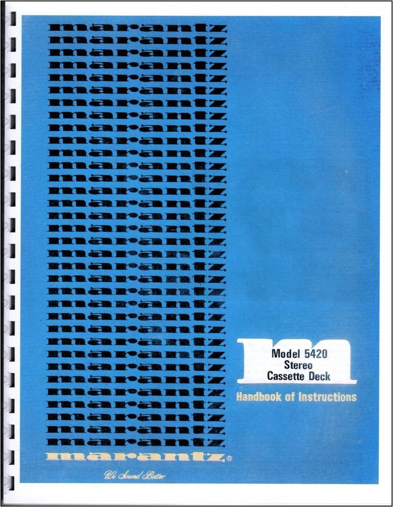 Marantz Model 5420 Cassette Tape Deck Owners Manual