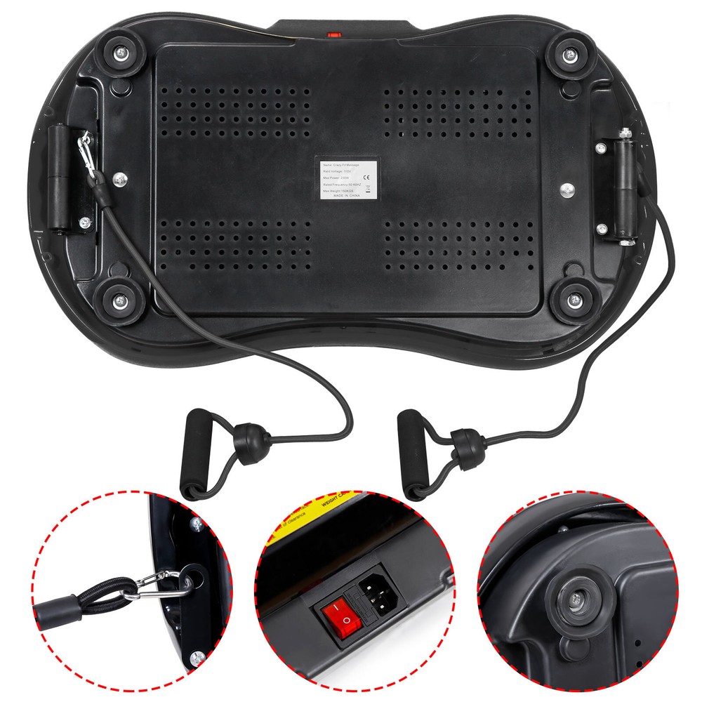 Durable ABS Shell Vibration Plate Machine Home Workouts Transforming, Black