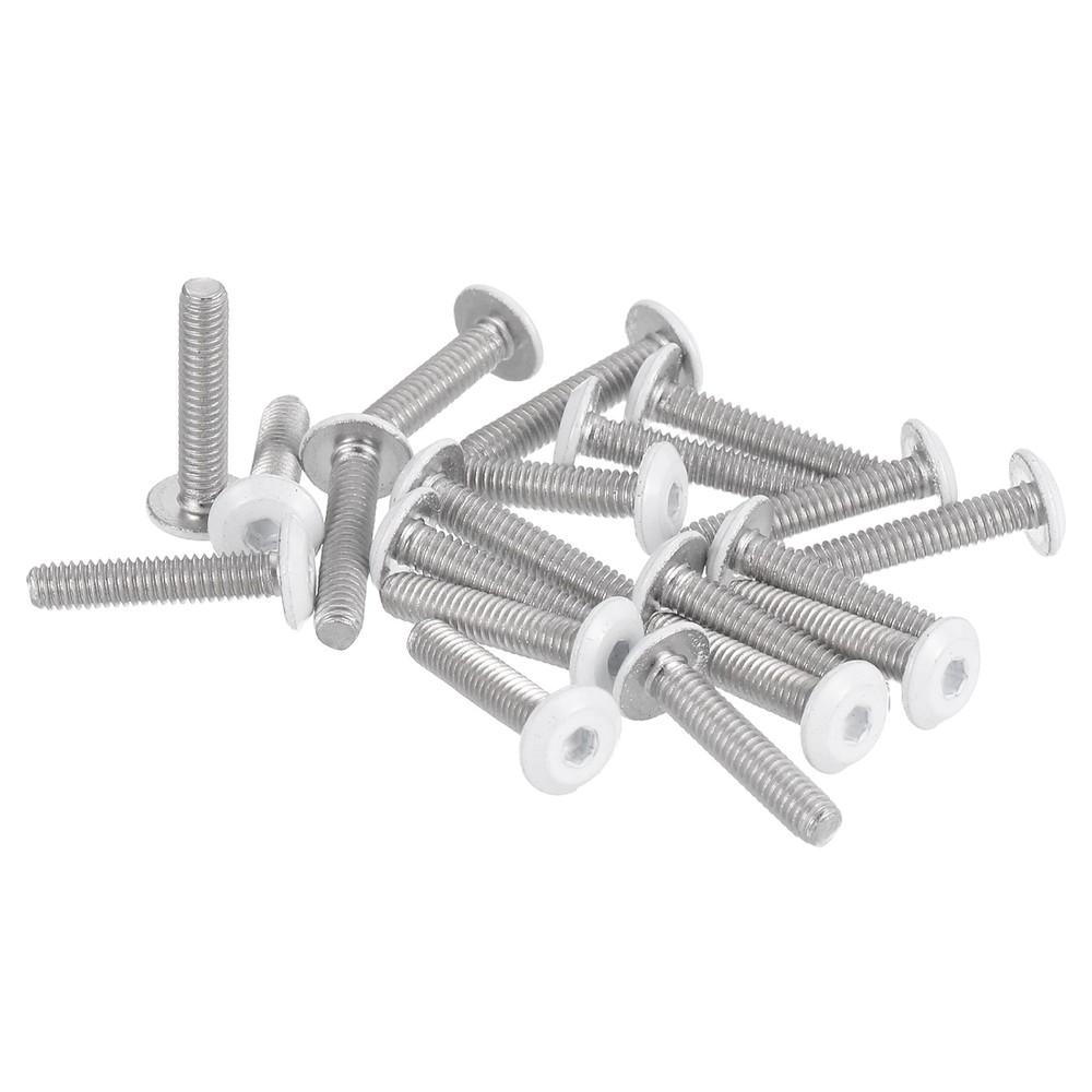 20 Pcs M2.5-0.45 x 12mm Button Head Hex Socket Head Screws, White