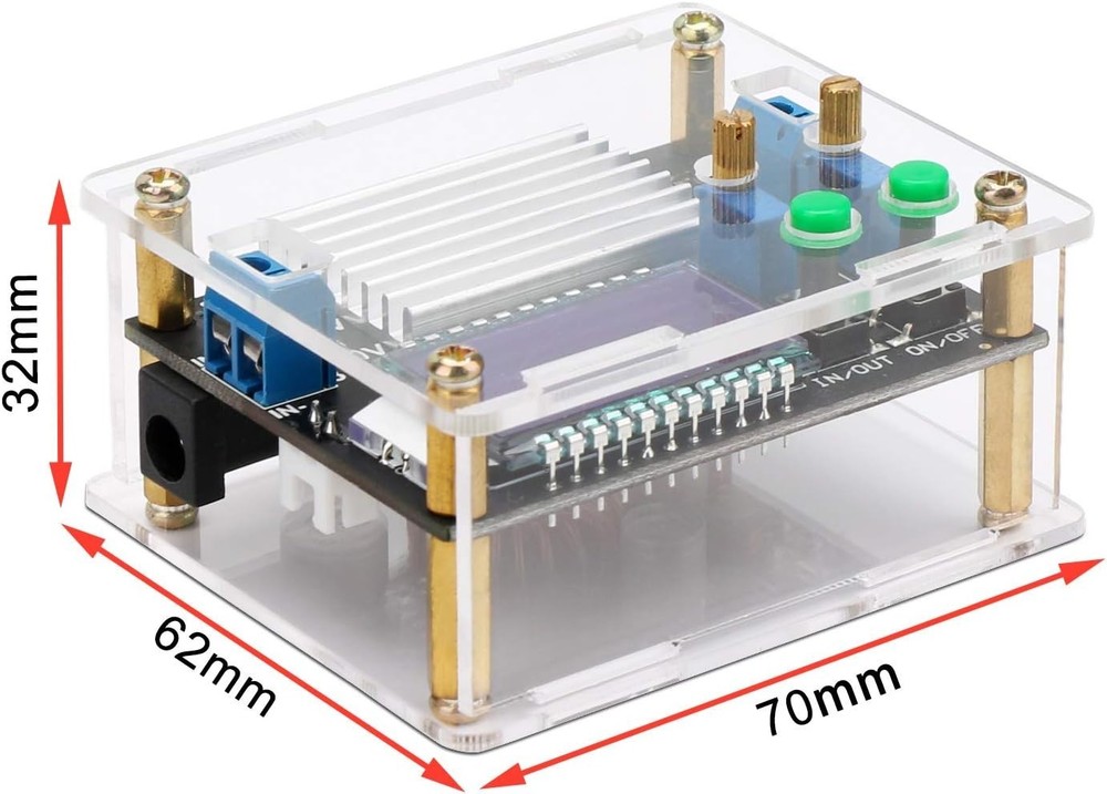 High Efficiency Boost Buck Converter with Protective Case and LCD Display, 4A