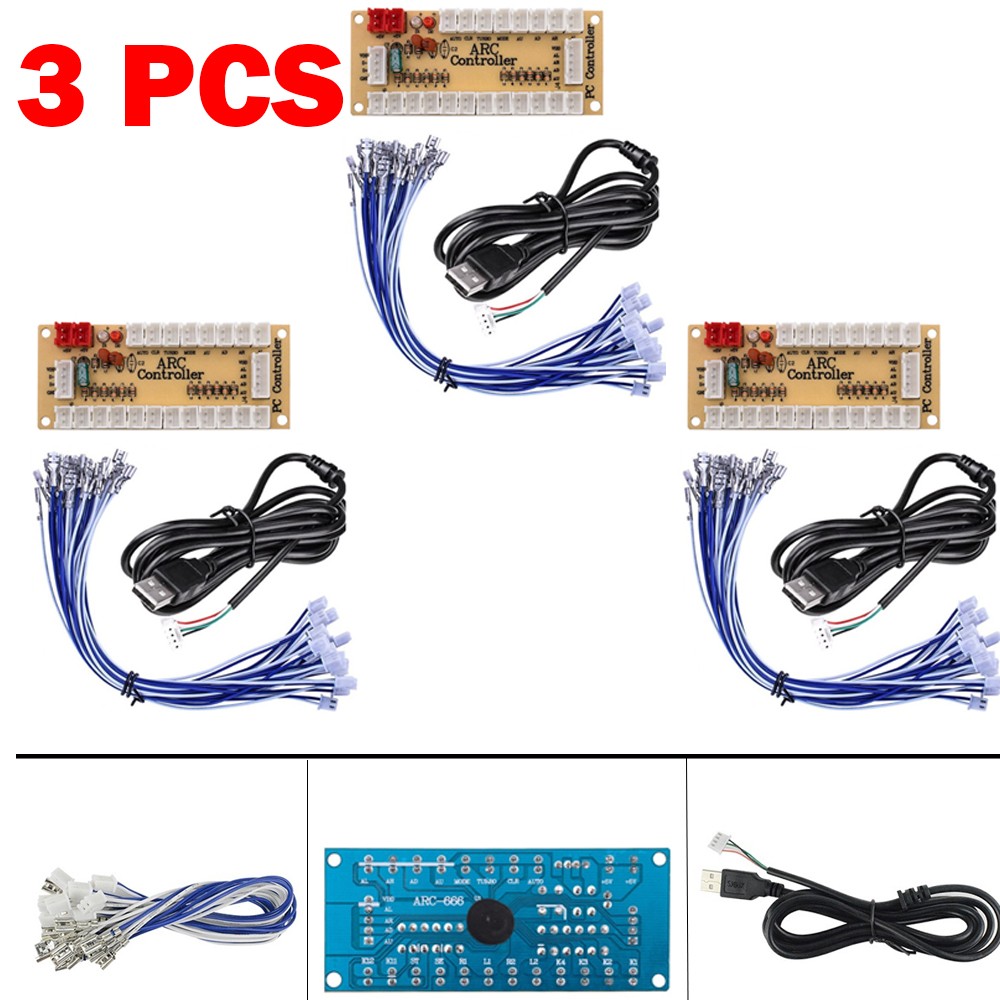 Zero Delay Arcade USB Encoder With USB Cable For Mame Jamma DIY PC Game 3 Sets