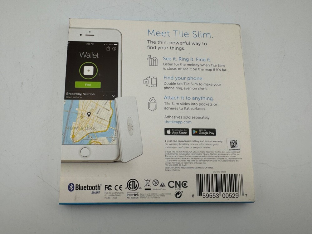 [2-PACK] TILE SLIM (WHITE) BLUETOOTH TRACKER FINDER - [EC-04001]