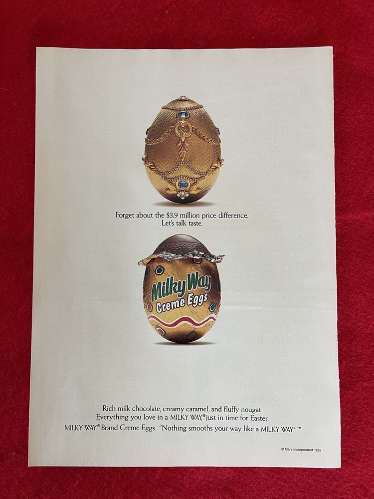 Vintage 1995 Milky Way Creme Eggs Candy Print Ad Easter
