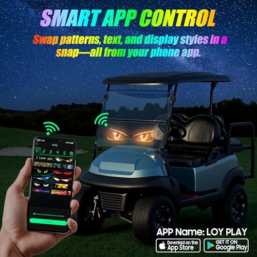Golf Cart Devil Eyes Light Sign, Programmable Flexible Screen for Flat screen