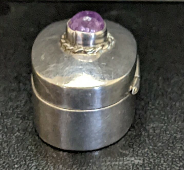 STERLING SILVER AMETHYST TRINKET BOX TAXCO