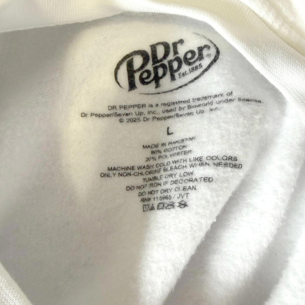 Dr Pepper Graphic Sweatshirt – Size L – Retro Soda Pullover