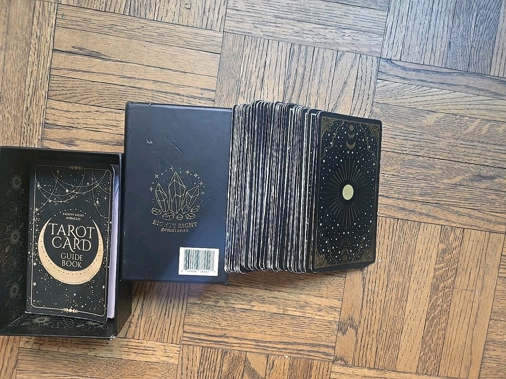 Tarot Deck & Guidebook Eighty- Eight Gemstones Edge Black Gold 88 Miracles