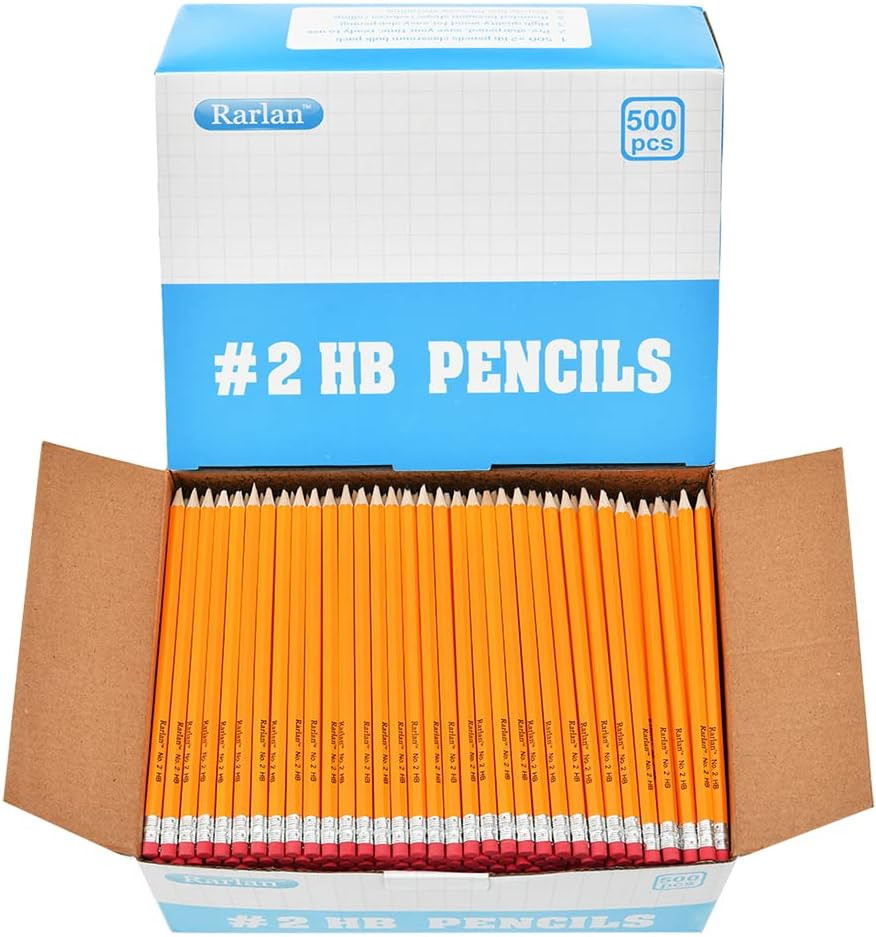 Wood-Cased #2 HB Pencils, Pre-Sharpened, 500 Count Bulk Pack