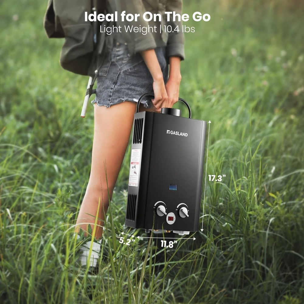 6L Portable Gas Water Heater Smart Mode On Demand Water for RV Cabin Barn Boat