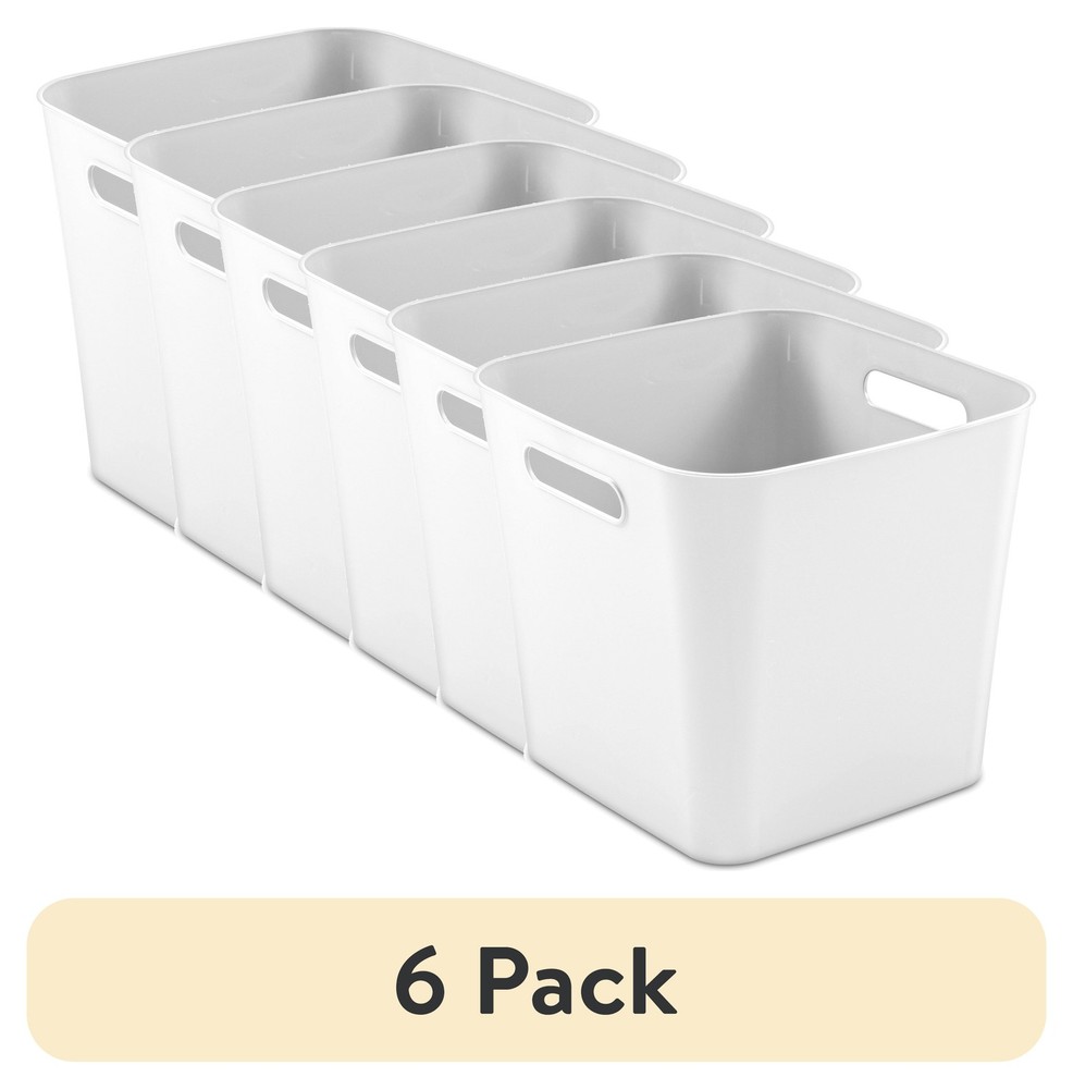 6 pack Cube White Plastic Storage Bin 11 in x 10 in