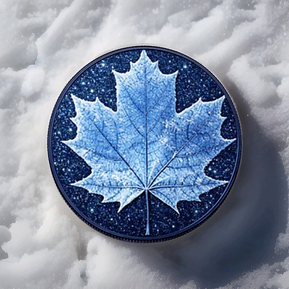 1oz Winter Maple featuring Dual Sided Diamond Dust with Box/Display Limited Mint
