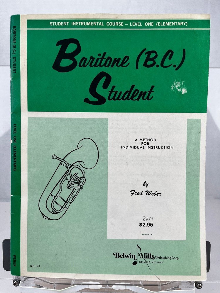 Baritone Student Level One Fred Weber Belwin Mills Book Elementary
