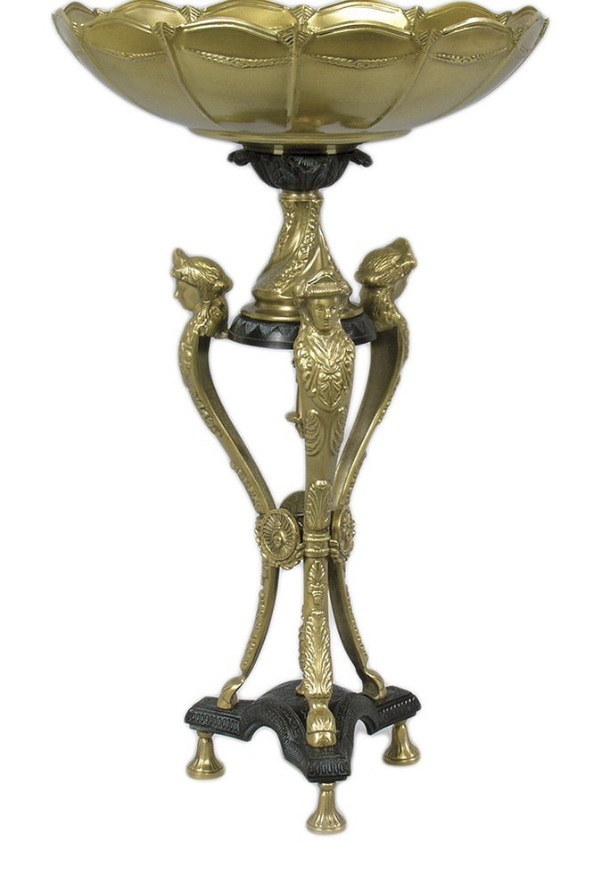 Zeckos 21 Inch Tall Brass Three Leg Compote