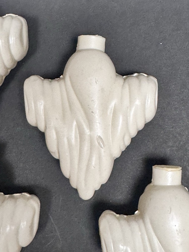 8 Vintage Halloween Plastic Blow Mold Ghost String Light Covers 2.25”