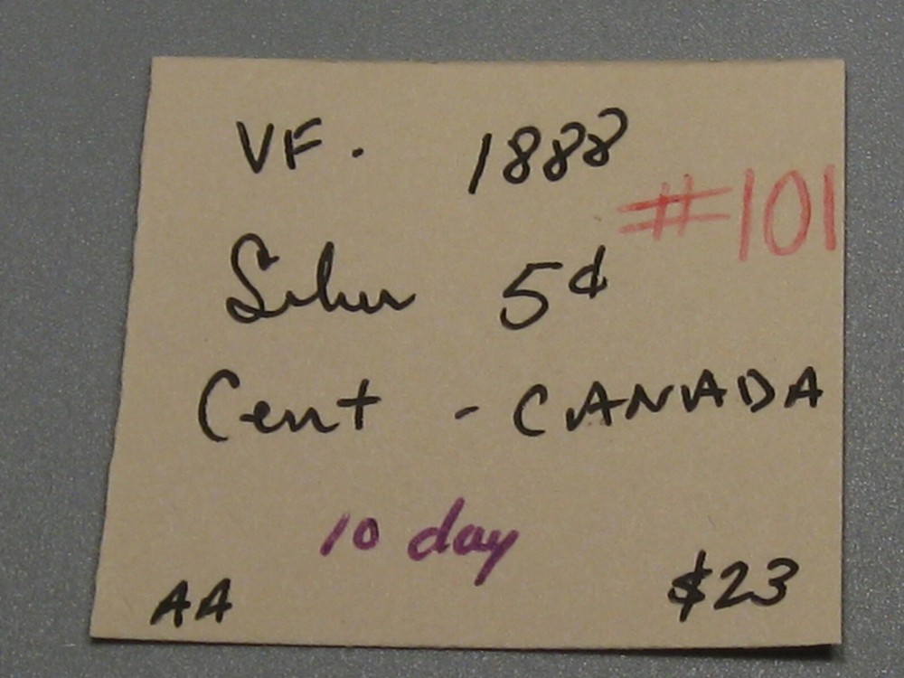 VF 1888 Silver 5¢ Cent CANADA. #101