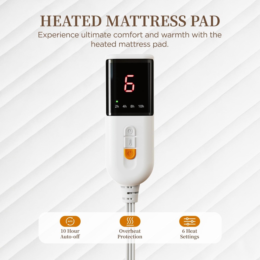 Texciting Heated Mattress Pad Mini Twin Size-Single Controller Electric Mattr...