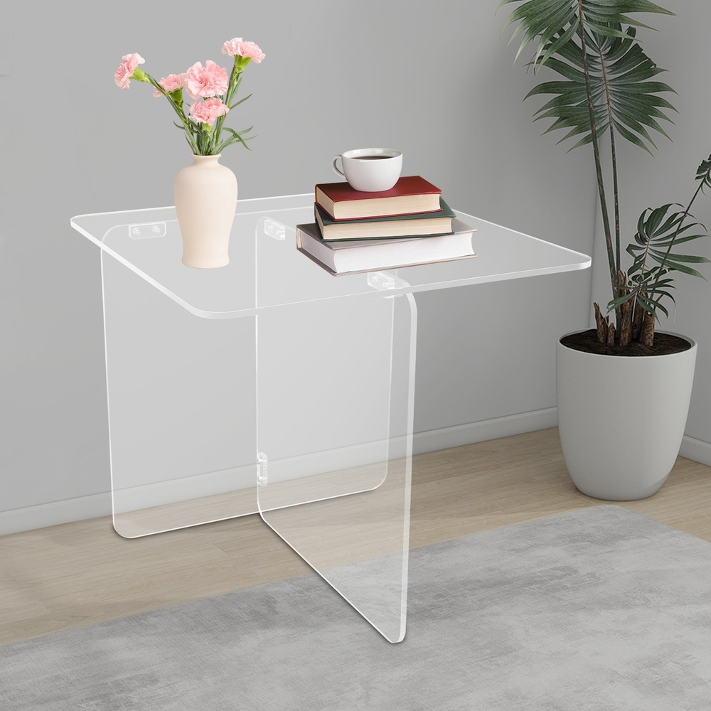 Acrylic Side Table, End Table, Free Standing Clear Modern Bedside Table