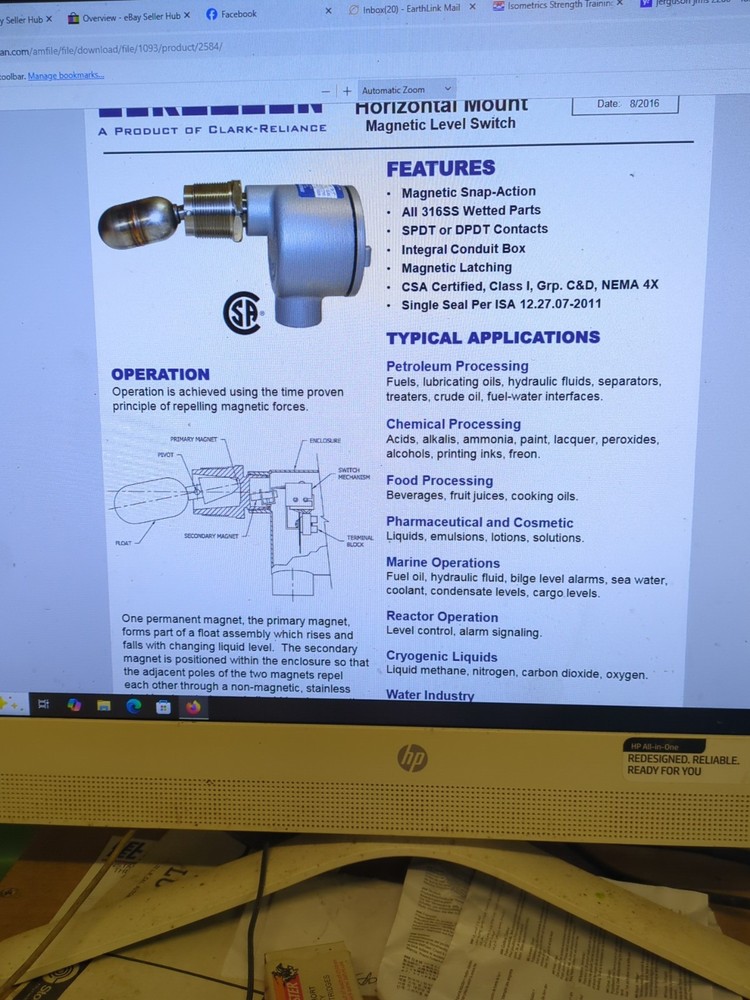 Jerguson JMLS 2200 Side Mounted Float Operated Level Switch