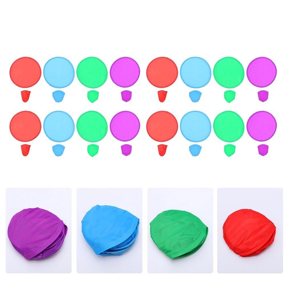 16pcs Foldable Flying Disc Flying Plate Plaything Foldable Fan Random Color