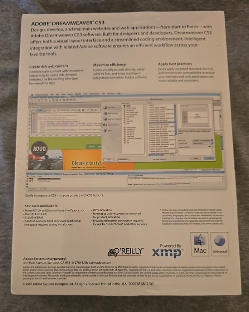 New Sealed Vintage ADOBE DREAMWEAVER CS3