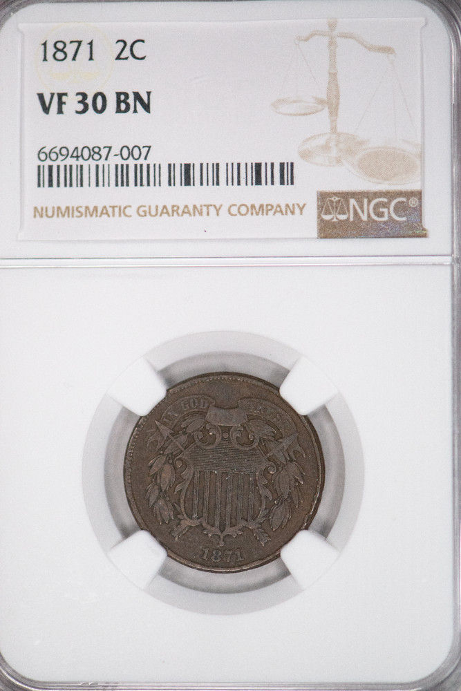 1871 2C VF 30 BN NGC