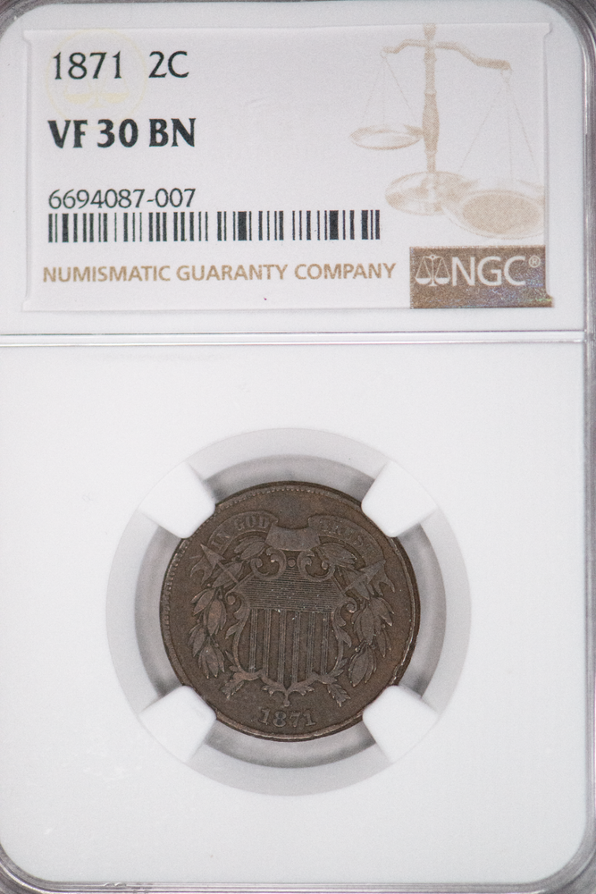 1871 2C VF 30 BN NGC