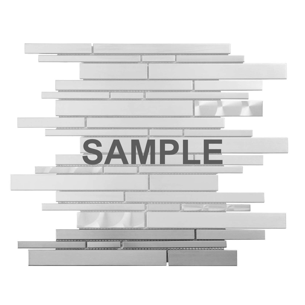 Industrial Stainless Steel Linear Blend Mosaic Wall Tile Kitchen Backsplash