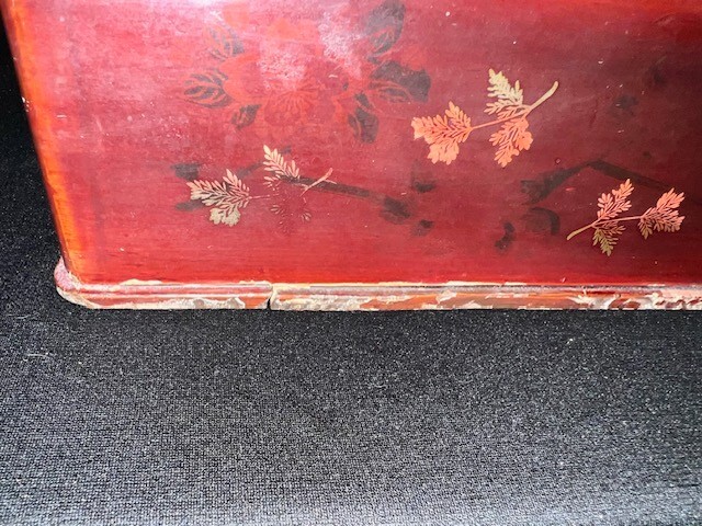 Antique Asian Lacquered Lidded Box- Large