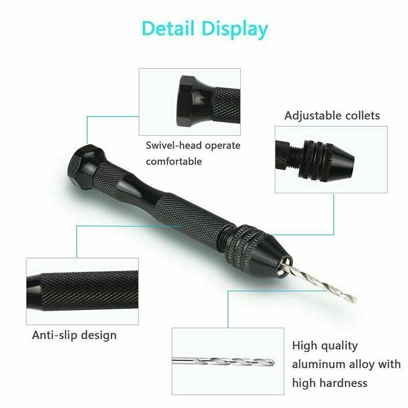 49Pcs Precision Pin Vise Hobby Micro Hand Twist Drill Bits Mini Rotary Tools