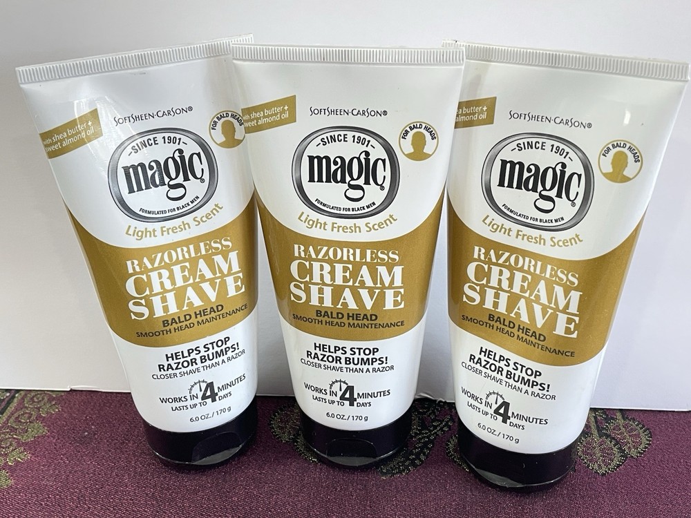 3 PACK Magic Carson Smooth Razorless Shaving Cream 6 Fl Oz NEW