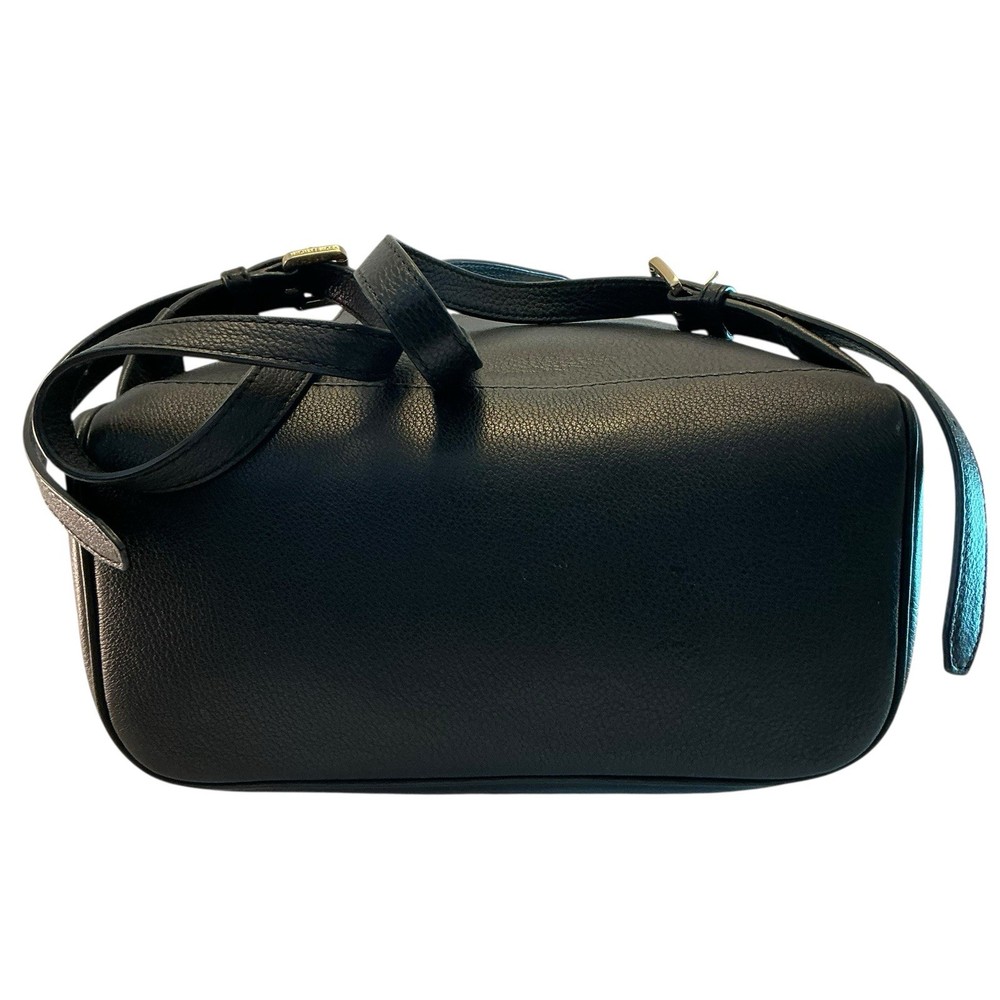 Michael Kors Bag Rhea Medium Pebbled Leather Backpack Black w/Gold Hardware