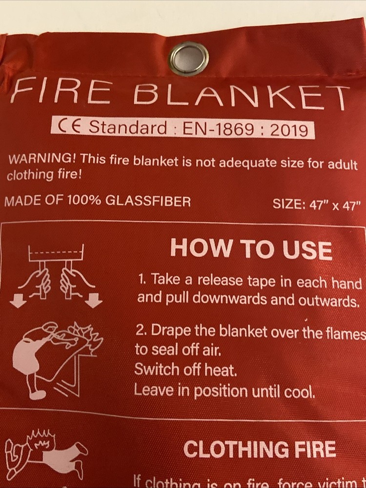 Fire Blanket 2 Pack - 47" x 47" Prepared Emergency Fire Blanket for Home