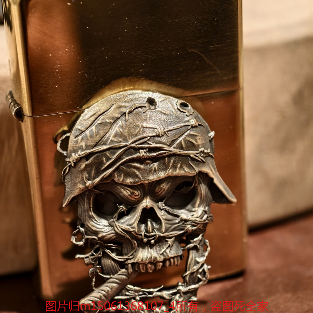 High-Quality Skeleton Soldier Decal Kerosene Lighter (Does Not Include Lighter)