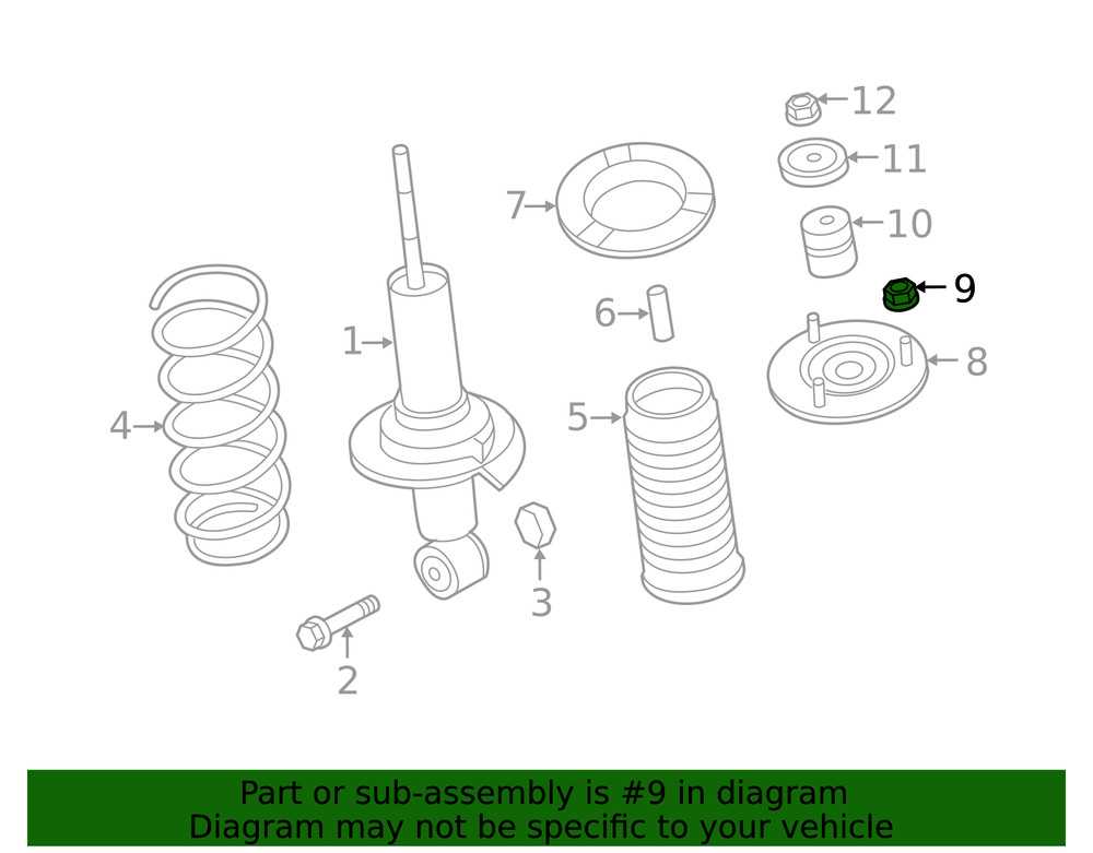 Genuine Nissan Strut Mount Nut 08918-3401A
