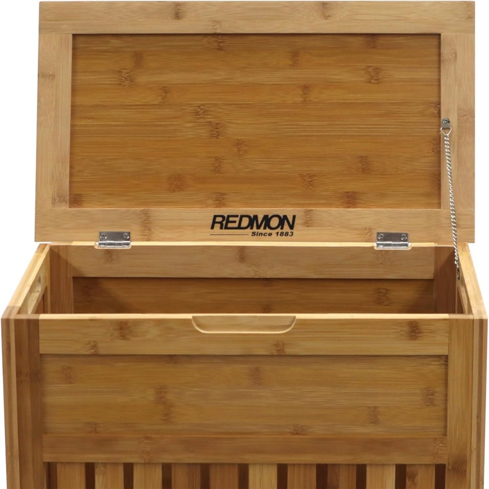 Redmon Bamboo Top Load Clothes Hamper, Full Size with Hinged Lid and Handles