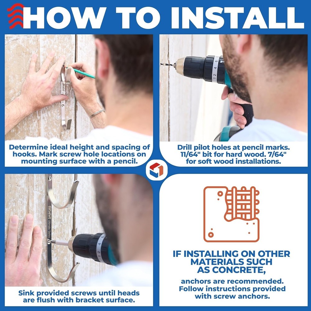 ProTuff Stainless Steel Pool Pole Hanger Set 2 Pack Rust-Proof Durable