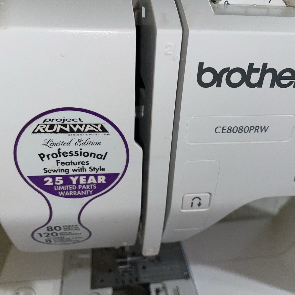 Brother White Computerized Project Runway CE8080PRW Sewing Machine LCD Display