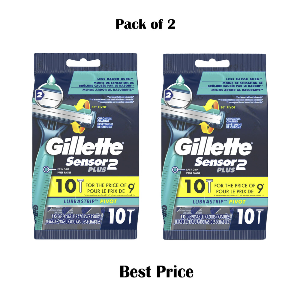 Gillette Sensor2 Plus Disposable Razor lubrastrip Pivot - 20 Razors