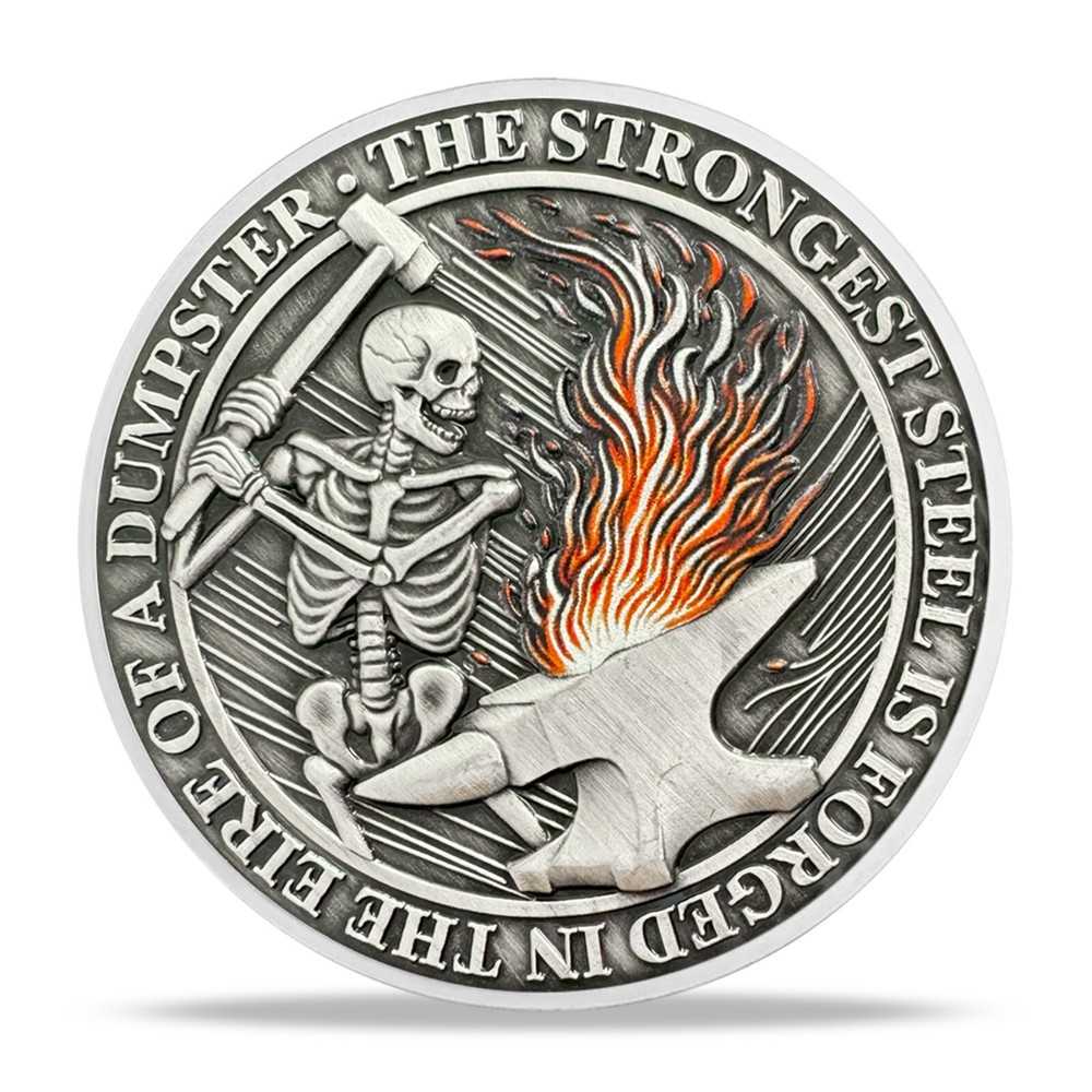 30pcs Everything Is Fine Skeleton Dumpster Fire Challenge Coin Humor Thanks Gift